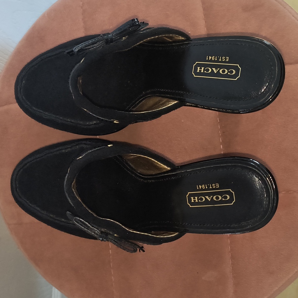 Coach Jodey Signature Black Suede Leather Mule Size 8 - Picture 5 of 9